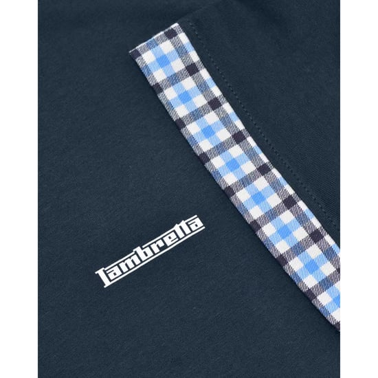 Lambretta Mens Gingham Big & Tall Polo Shirt (Navy) - Image 3