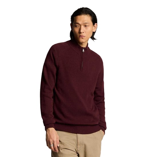 Lyle & Scott Herrtröja med kvarts dragkedja och sadelärm (Röd) - Image 1