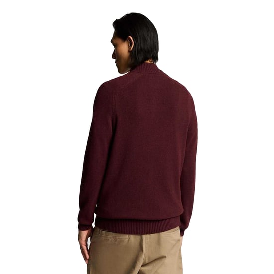 Lyle & Scott Herrtröja med kvarts dragkedja och sadelärm (Röd) - Image 2