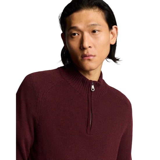 Lyle & Scott Herrtröja med kvarts dragkedja och sadelärm (Röd) - Image 3