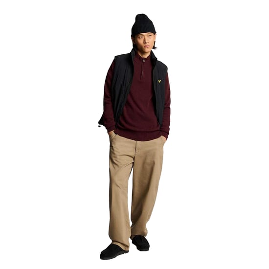 Lyle & Scott Herrtröja med kvarts dragkedja och sadelärm (Röd) - Image 5