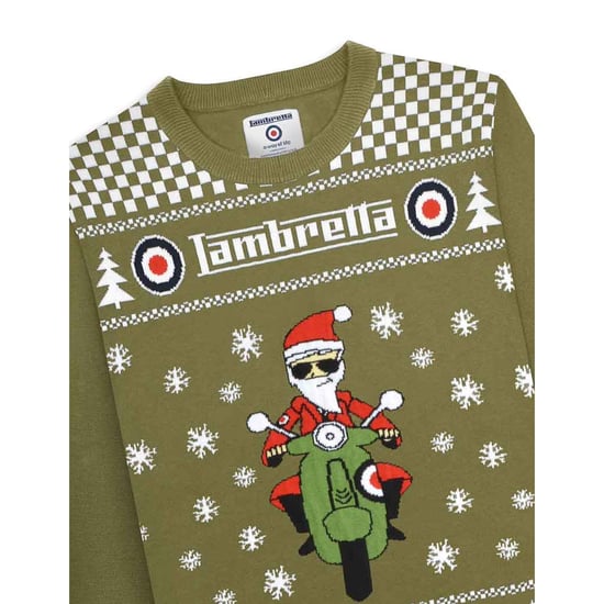 Lambretta Mens AW25 Scooter Christmas Jumper (Khaki) - Image 3