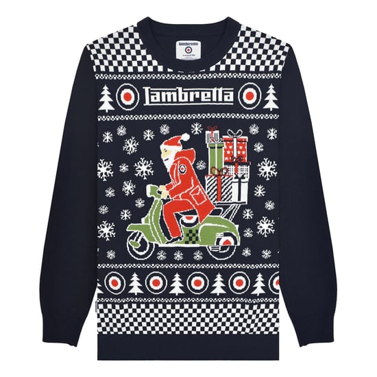 Lambretta Mens AW25 Scooter Christmas Jumper (Navy) - Image 1