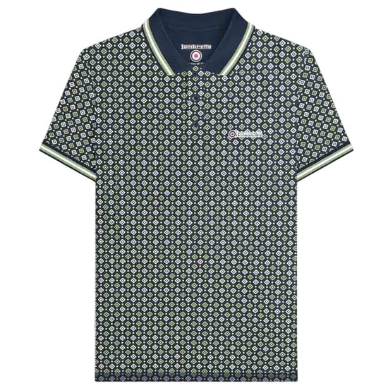 Lambretta Heren Geometrisch Big & Tall Polo Shirt (Marineblauw/Basilicum) - Image 1