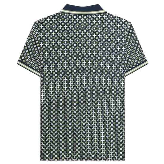 Lambretta Heren Geometrisch Big & Tall Polo Shirt (Marineblauw/Basilicum) - Image 2