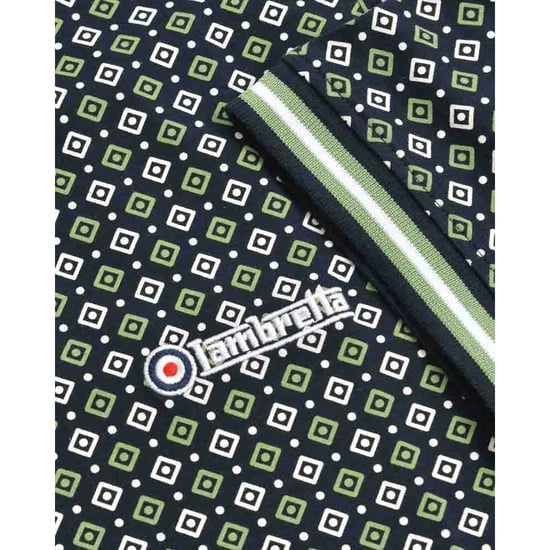 Lambretta Heren Geometrisch Big & Tall Polo Shirt (Marineblauw/Basilicum) - Image 5