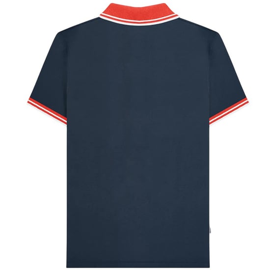 Lambretta Heren Contrast Tipped Polo Shirt (Marineblauw/Rood) - Image 2