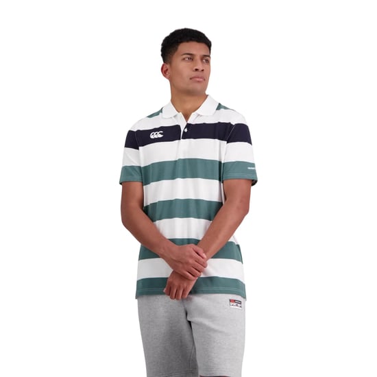 Canterbury Mens Stripe Polo Shirt (Bright White) - Image 1