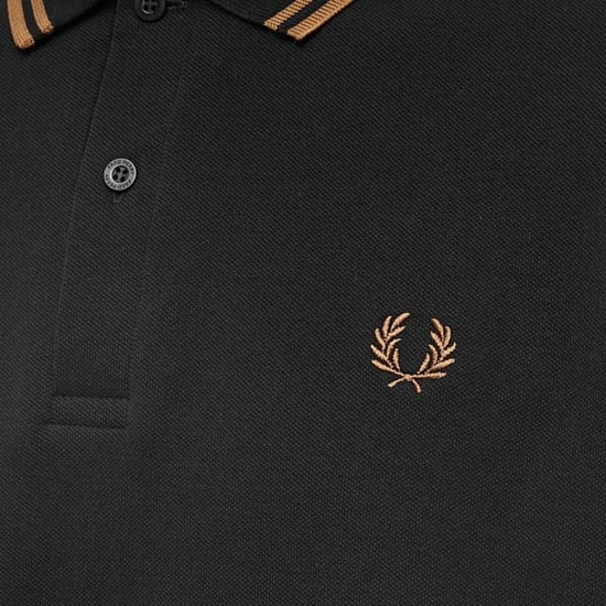 Fred Perry Herenpolo met dubbele kraag en lange mouwen (Zwart) - Image 2