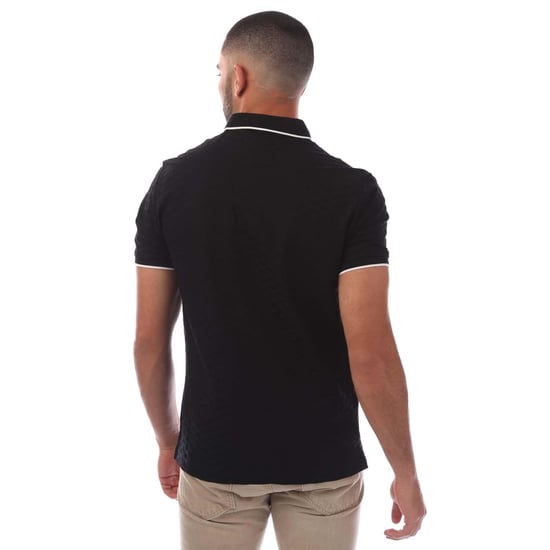 Emporio Armani Herr Eagle Jacquard polotröja (Svart) - Image 2
