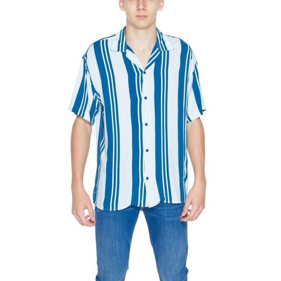Gestreepte Viscose Korte Mouw Shirt - Image 1