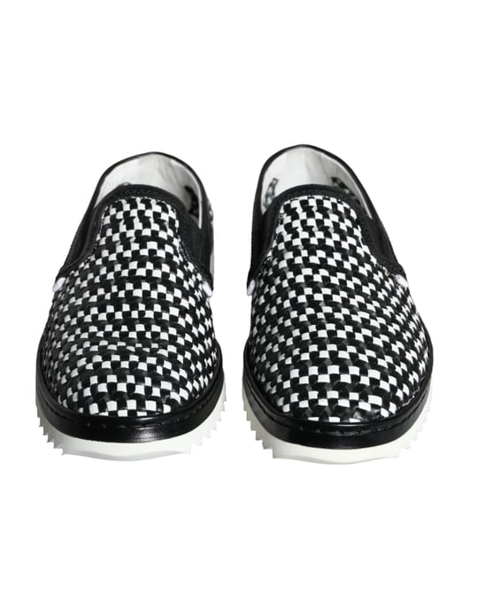 Woven Leather Loafers Checkerboard Style - Image 2