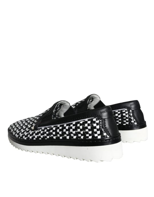 Woven Leather Loafers Checkerboard Style - Image 4