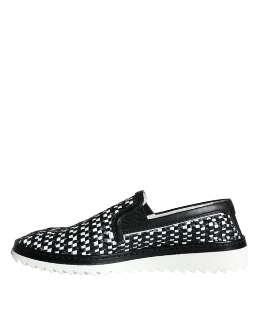 Woven Leather Loafers Checkerboard Style - Image 6