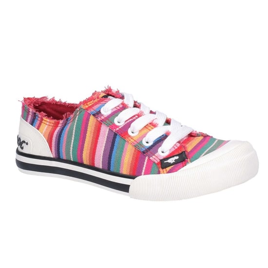 Rocket Dog Vrouwen/dames Jazzin Eden Stripe Lace Up Canvas Trainer (Rood/Multi) - Image 3