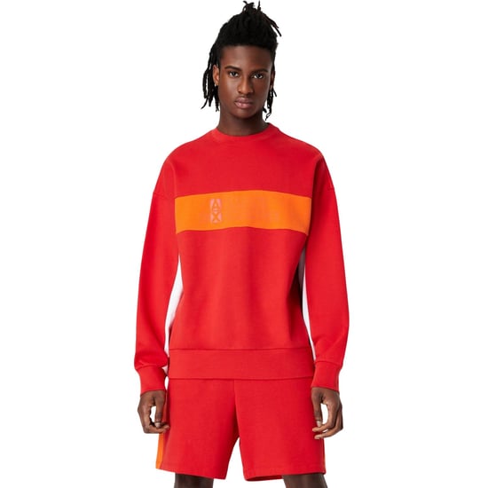 Armani Exchange Sweatshirt med halsringning för män (Röd/Vit/Orange) - Image 3