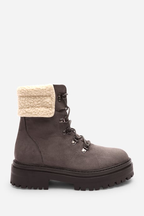 Wheres That From Womens 'Alia' Suede Lace-Up Ankle Boots with Faux Fur Lining and Chunky Sole - Image 2