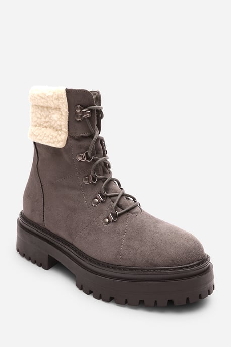 Wheres That From Womens 'Alia' Suede Lace-Up Ankle Boots with Faux Fur Lining and Chunky Sole - Image 3