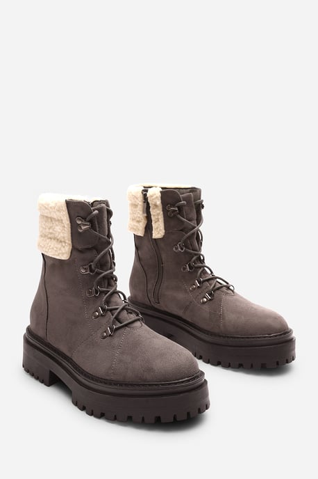 Wheres That From Womens 'Alia' Suede Lace-Up Ankle Boots with Faux Fur Lining and Chunky Sole - Image 4