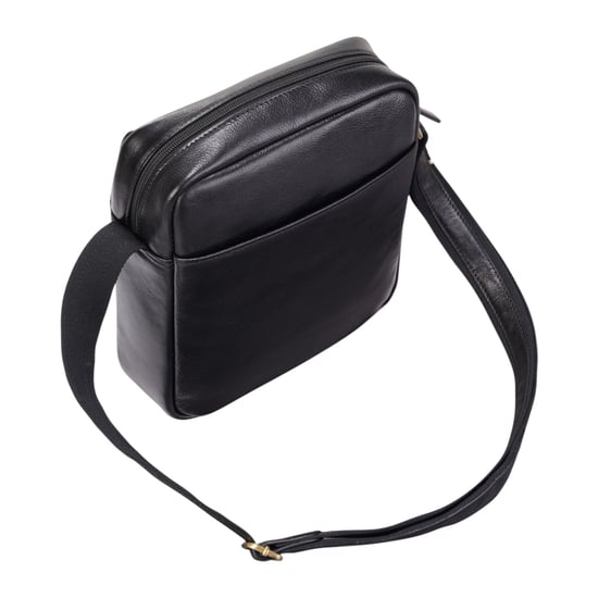 Genuine Leather Black Vintage Crossbody Messenger Travel Bag - Ashby - Image 4