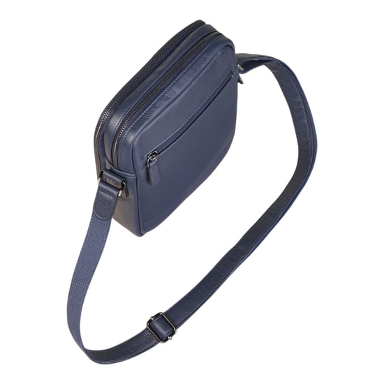Genuine Leather Navy Vintage Messenger Crossbody Travel Bag - Hawthrone - Image 5