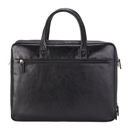 Genuine Leather Laptop Black Satchel Messenger Crossbody Shoulder Bag - Belmont - Image 3