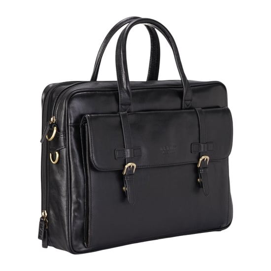 Genuine Leather Laptop Black Satchel Messenger Crossbody Shoulder Bag - Belmont - Image 4