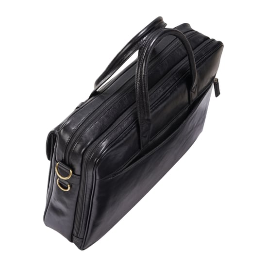 Genuine Leather Laptop Black Satchel Messenger Crossbody Shoulder Bag - Belmont - Image 5