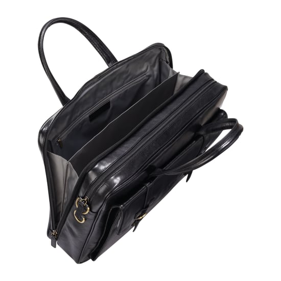 Genuine Leather Laptop Black Satchel Messenger Crossbody Shoulder Bag - Belmont - Image 6