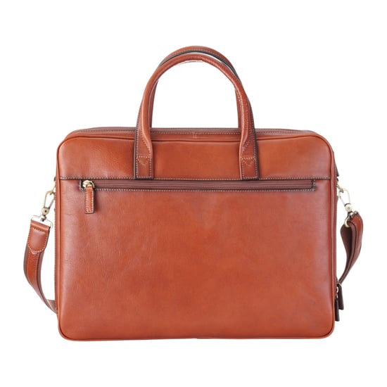 Genuine Leather Laptop Tan Satchel Messenger Crossbody Shoulder Bag - Belmont - Image 3