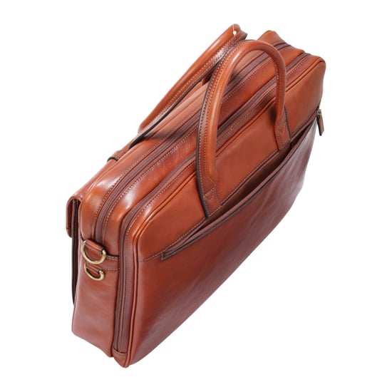Genuine Leather Laptop Tan Satchel Messenger Crossbody Shoulder Bag - Belmont - Image 4