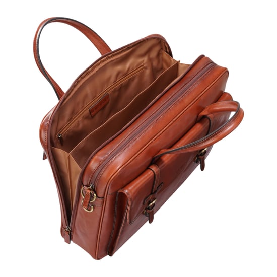 Genuine Leather Laptop Tan Satchel Messenger Crossbody Shoulder Bag - Belmont - Image 5