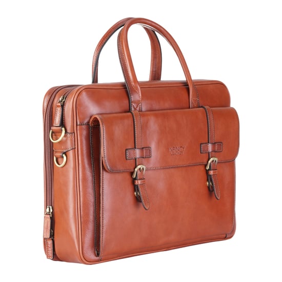 Genuine Leather Laptop Tan Satchel Messenger Crossbody Shoulder Bag - Belmont - Image 6