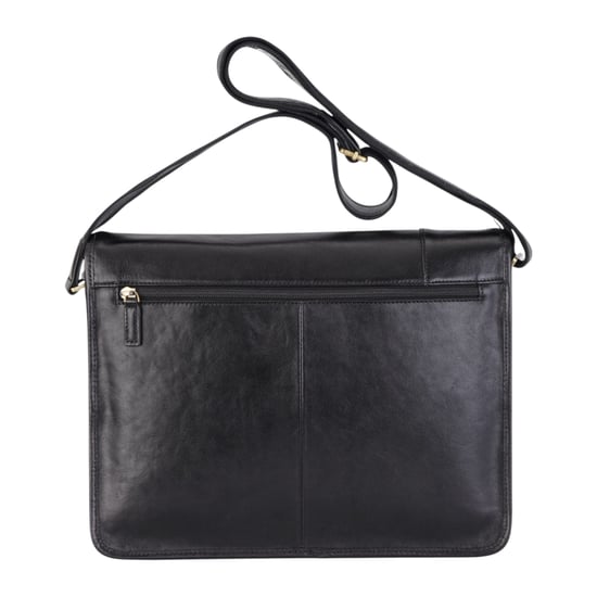 Genuine Leather Black Laptop Satchel Messenger Shoulder Bag - Astor - Image 4