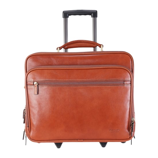 Genuine Leather Tan Wheel Laptop Briefcase Travel Cabin Pilot Bag - Nomad - Image 1