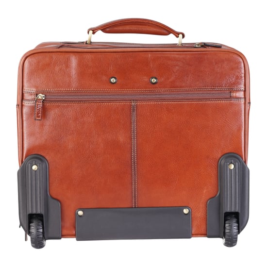 Echte leren bruine wiel laptop aktetas reiskoffer pilotentas - Nomad - Image 6