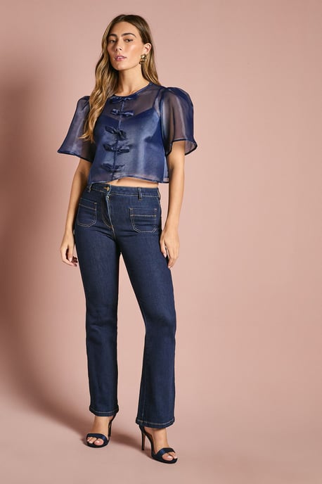 Bow Front Organza Blouse - Image 2