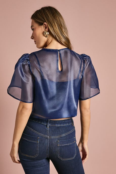 Bow Front Organza Blouse - Image 3