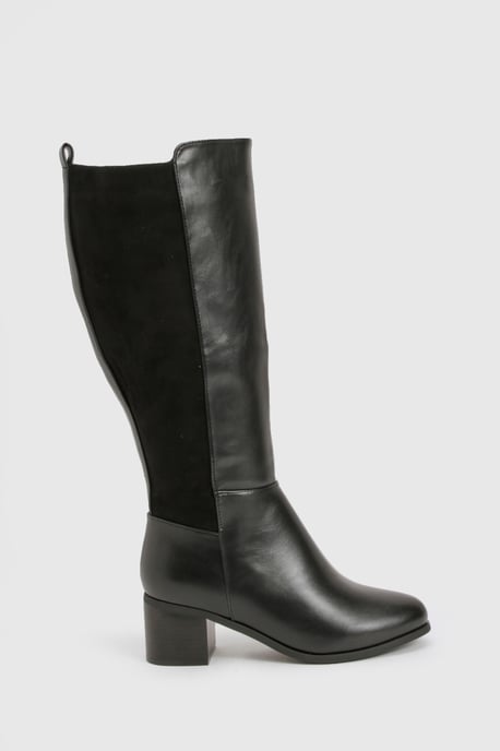 Wide Fit Stretch Panel Knee High Boots - Image 3