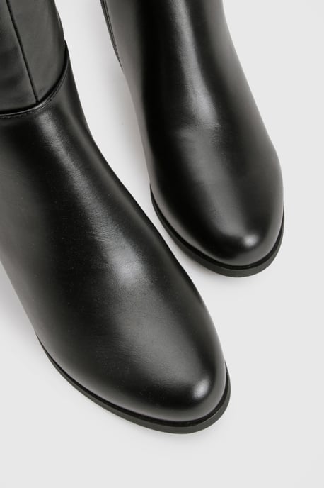 Wide Fit Stretch Panel Knee High Boots - Image 5