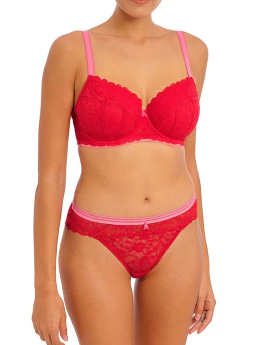 Offbeat Underwired Padded Half Cup Bra Chilli Red - Image 3