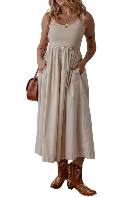Midi Dress Relaxed Fit Flowy Skirt - Image 6