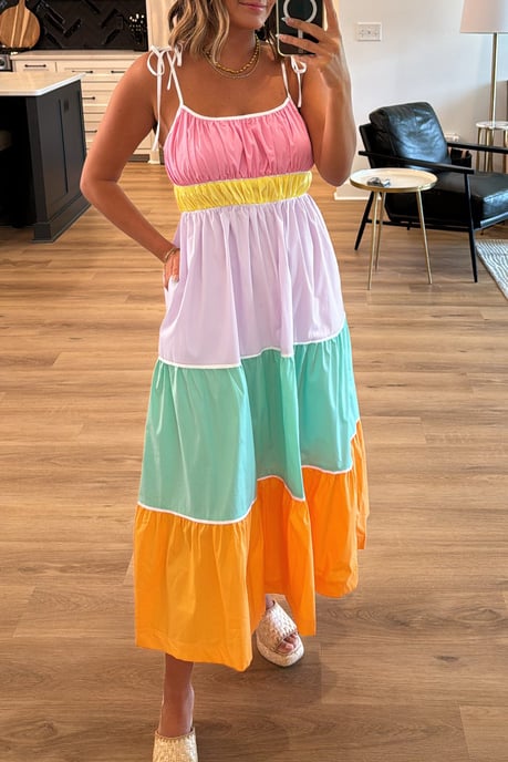Multicolor Tiered Midi Dress - Image 2