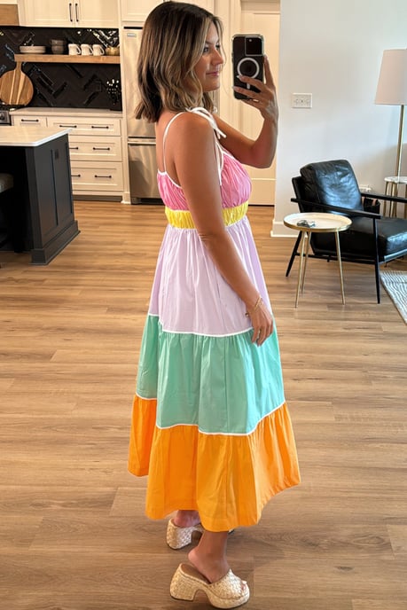 Multicolor Tiered Midi Dress - Image 3