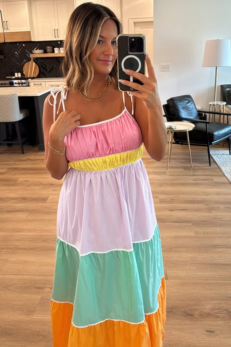 Multicolor Tiered Midi Dress - Image 4