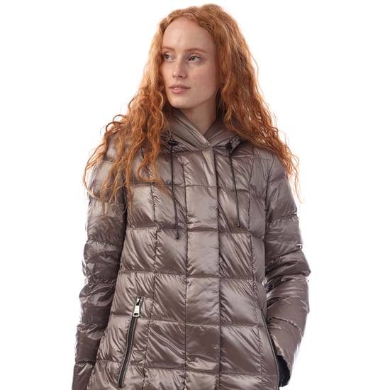 Women's DKNY Zip Front Down Filled Long Puffer Jacket in Purple - Image 2
