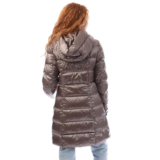 Women's DKNY Zip Front Down Filled Long Puffer Jacket in Purple - Image 3