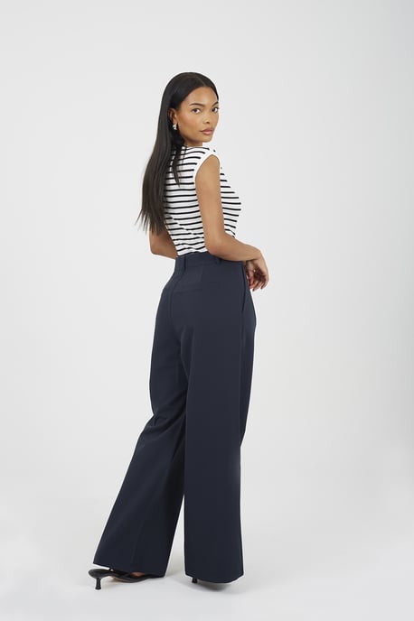 Navy Tailored Straight Leg Trousers - Image 2