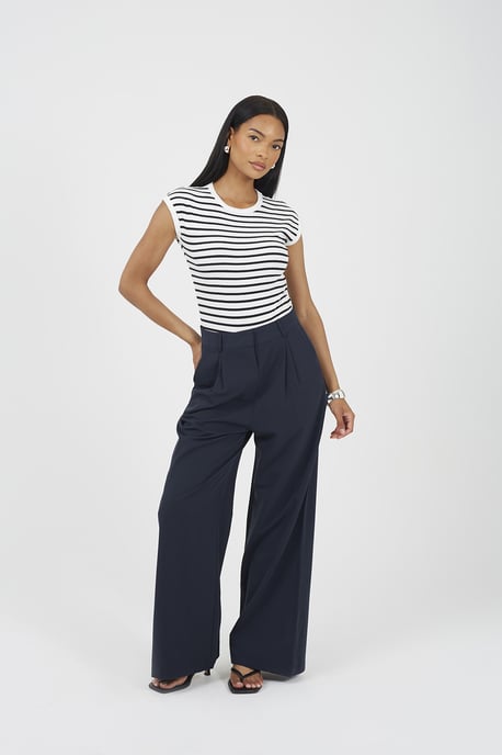 Navy Tailored Straight Leg Trousers - Image 3