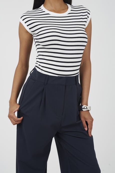 Navy Tailored Straight Leg Trousers - Image 4